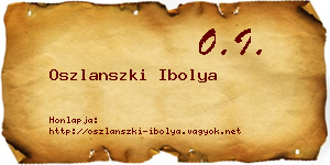 Oszlanszki Ibolya névjegykártya
